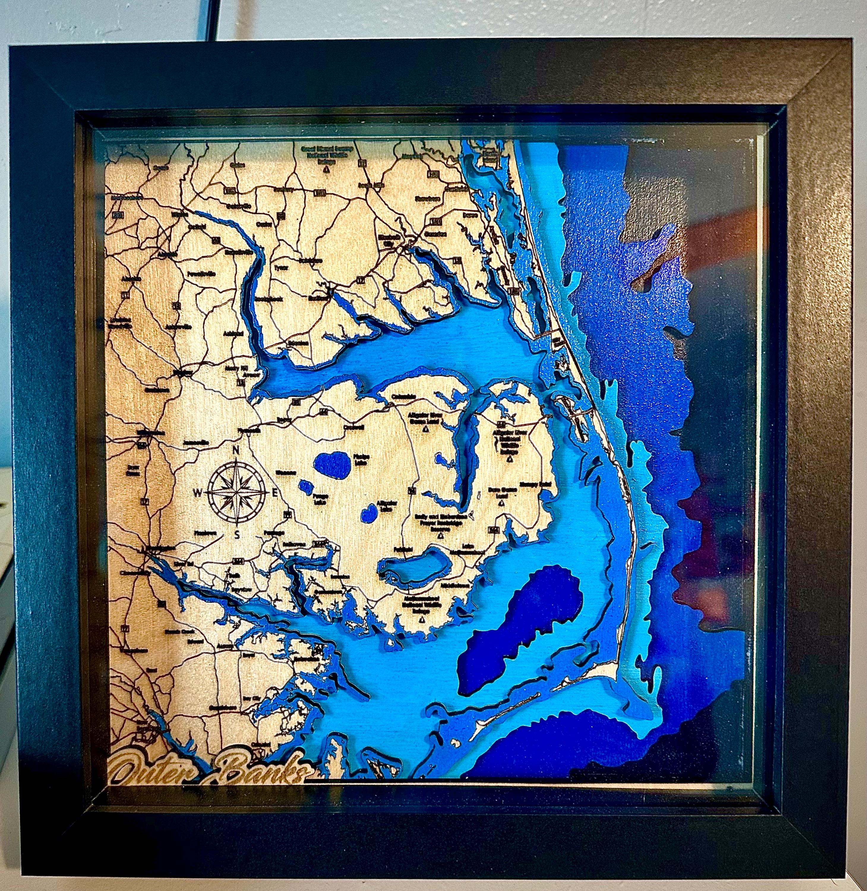 Outer Banks Bathymetric Map Etsy