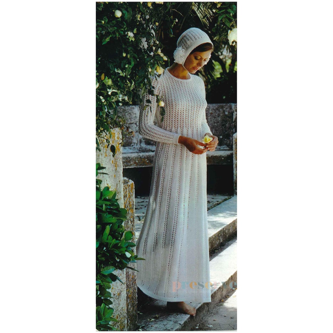 Vintage Wedding Dress Knitting Pattern, Fingering Yarn, Bust 32-36" (PDF Pattern) - Etsy Vintage Wedding Dress Knitting Pattern, Fingering Yarn, Bust 32-36" (PDF Pattern) - Etsy