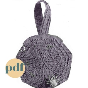 PDF Vintage Crochet Pattern for Spiderweb Purse, Spider Purse Pattern, Witchy Crochet, Goth Handbag, Bag Crochet Pattern Digital Download