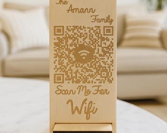 Cartello Wi-Fi personalizzato con codice QR per Airbnb / Cartello con password di rete in legno inciso al laser / Articoli essenziali per gli host di case vacanze / Decorazioni per la camera degli ospiti