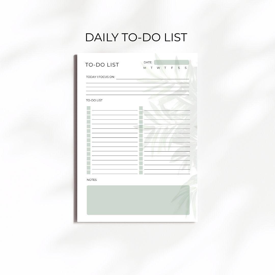 Minimalist Daily To-do List | Printable PDF | Undated Task List With ...