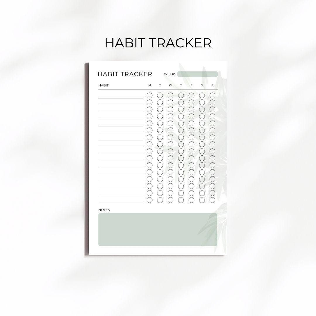 Daily Routine Tracking Progress File Minimalist Weekly Habit Tracker Printable PDF Undated Habit Progress ...