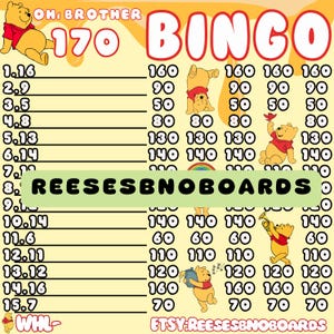 170 WTA Bingo Board