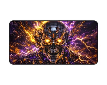 Alfombrilla de escritorio Cyber Skull Lightning – Alfombrilla de juego de neopreno (30,5 x 45,7 cm)