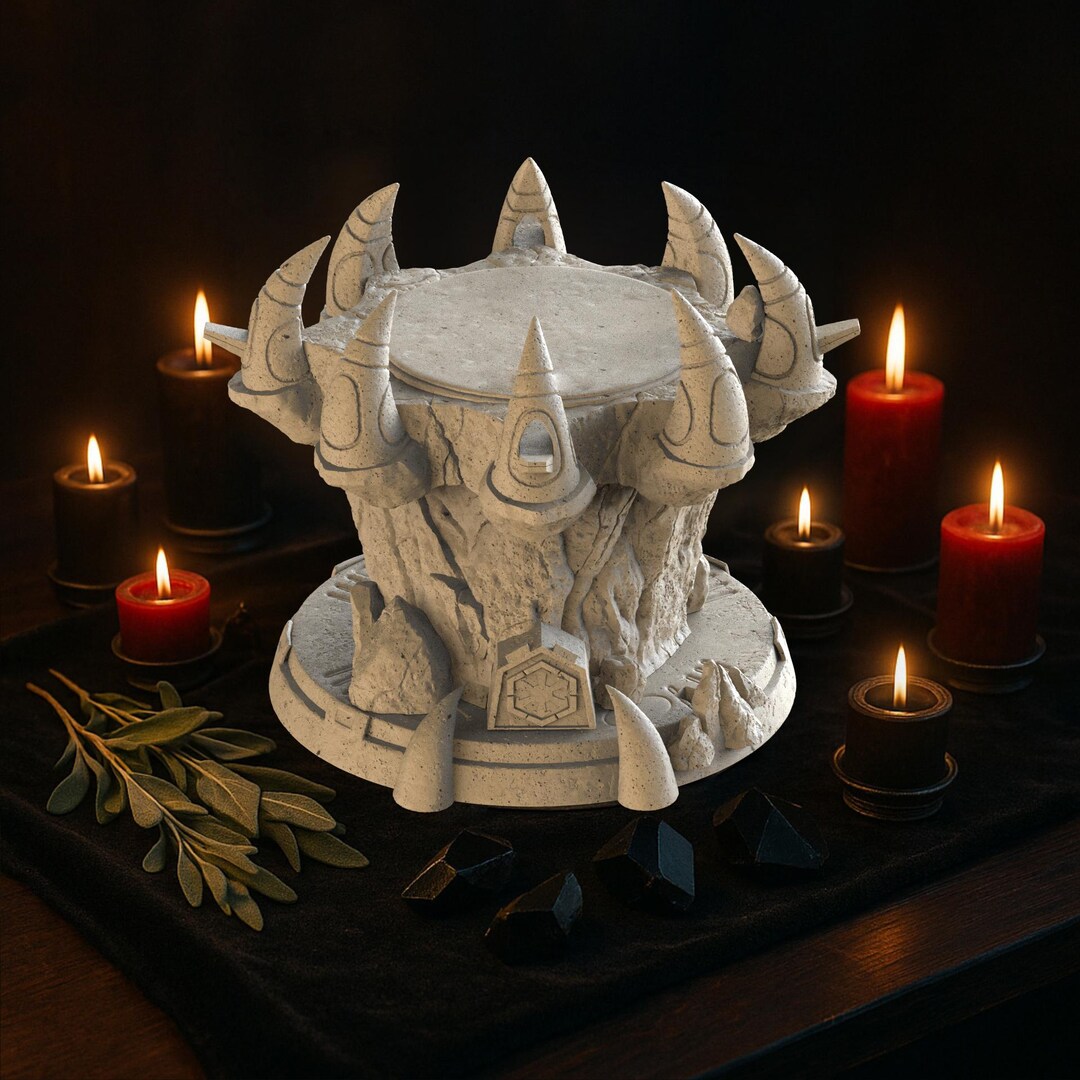 3D Printable Stone Ritual Altar, Gothic Desktop Shrine STL File ...