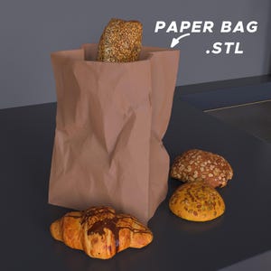 Sac en papier réaliste - Fichier STL d'impression 3D, décoration de la maison, papier artisanal, objets utilisables