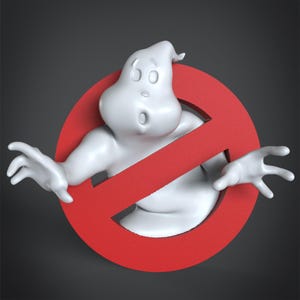 Logotipo "Sem Fantasmas" dos Caça-Fantasmas, arquivo STL para impressão 3D, download digital, decoração icônica de Caça-Fantasmas, acessório de Halloween, desenho animado antigo, caverna para fãs nerds