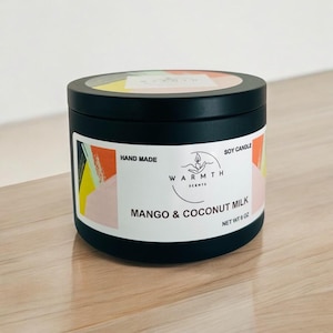 Mango and Coconut Milk Scented Candles, handmade gift, soy candle, scented candles, luxury candle, Minimalist home decor, Coconut Scented