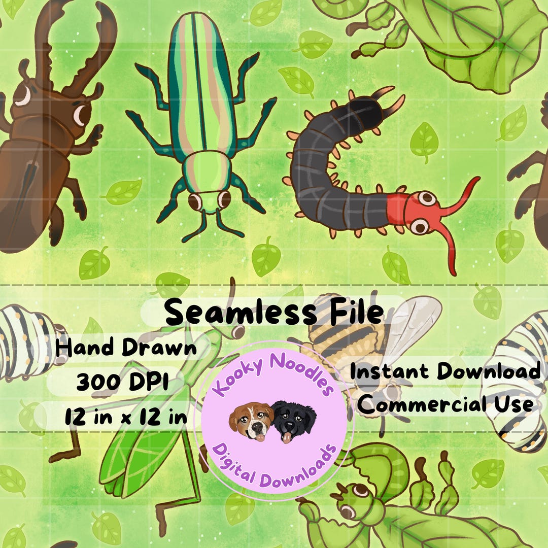 Insect Pattern Boy Cute Bugs Seamless Pattern for Boys, Kids Insect Seamless for ...
