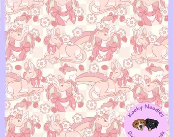 Coquette Unicorn Seamless Pattern, Baby Unicorn with Bows and Flowers for Commercial Use