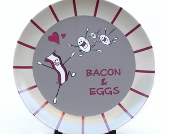 Bacon and Eggs Plate - Melamine plate for Children or Adults - 1 left!