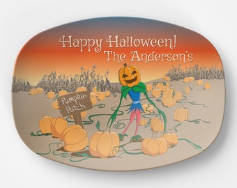 Personalized Halloween Platter, Pumpkin Patch Party Decor