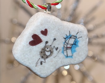 Handbemalte Milch und Kekse Steinverzierung - Geschenk zum Essen
