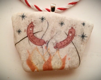 Handgezeichnete Hot Dog Ornamente - Feinschmecker Weihnachtsgeschenk