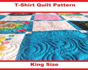 Tshirt Quilt Pattern PDF - King Size - How to Make a T-Shirt Quilt - Ebook