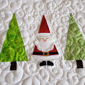 Santa In The Trees Christmas Quilt - Queen Size 86&quot; x 92&quot; - Free Shipping - 50% Deposit Listing