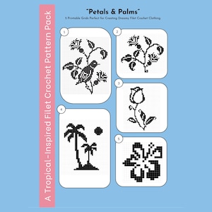 Filet Crochet Pattern Pack – 5 Custom Grids for DIY Clothing & Decor