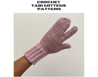 Patrón de mitones Tabi de crochet