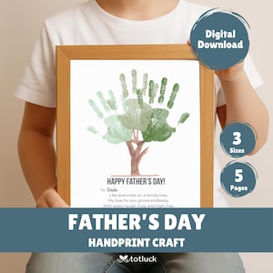 Handafdruk Vaderdagboom | Afdrukbaar cadeau voor vader of opa | DIY-herinnering van baby, peuter of kind | Digitale download