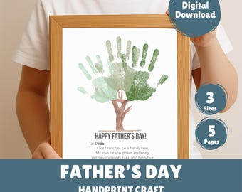 Father’s Day Tree Handprint Craft | Printable Gift for Dad or Grandpa | DIY Keepsake from Baby, Toddler, or Child | Digital Download