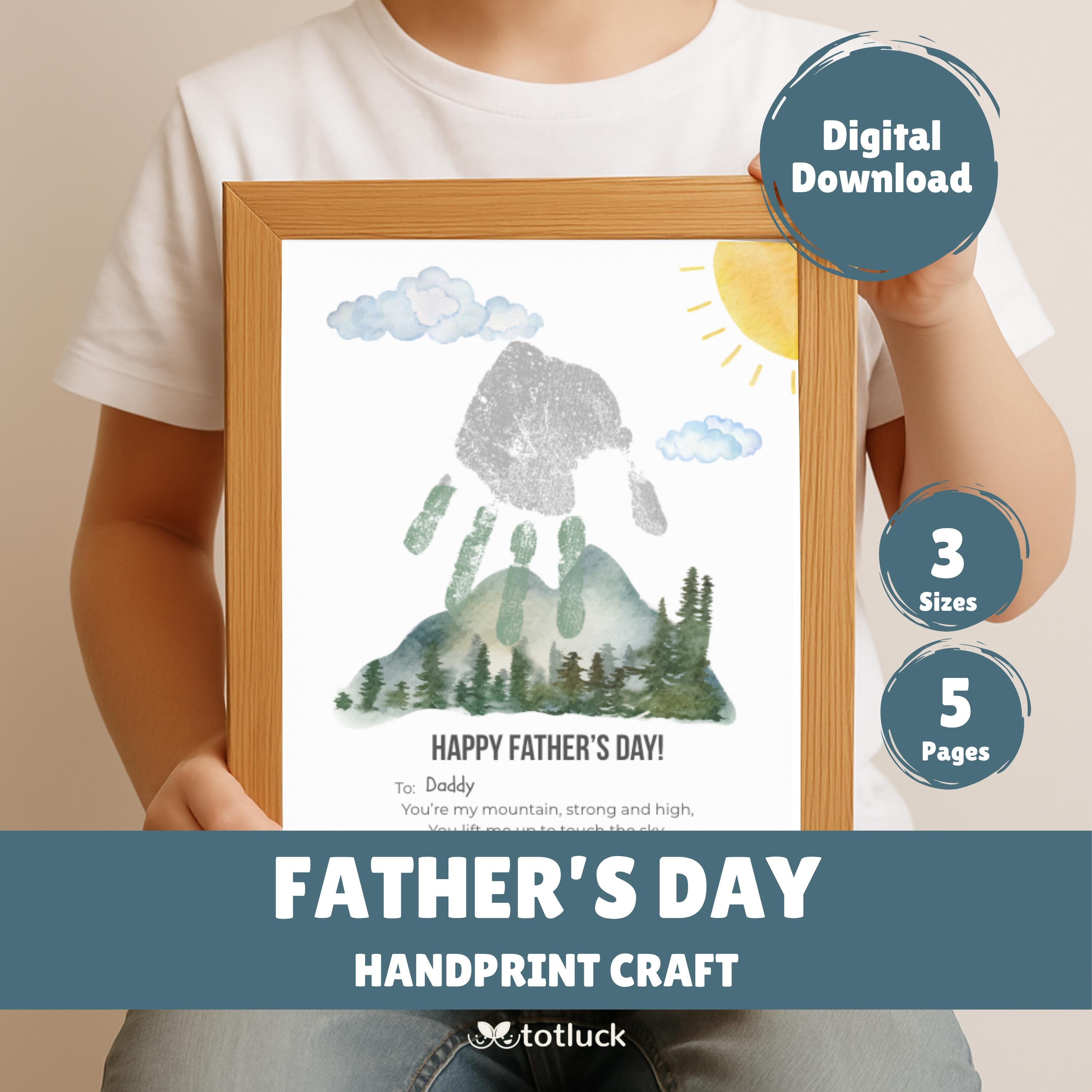 Father's Day Mountain Handprint Craft DIY Printable Gift for Dad or…
