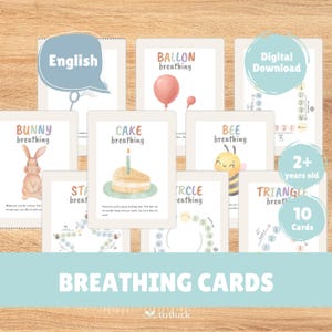 ENGLISH Breathing Cards for Kids | Calm Down Activity | Toddler Mindfulness Tool | Emotional Regulation | Printable for Calming Corner