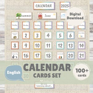Printable Calendar Cards for Kids | Daily Routine, Weather, Seasons, Holidays | Preschool, Homeschool, Elementary, Daycare Classroom Decor