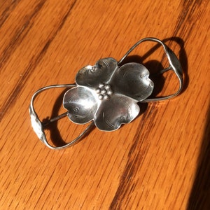 Stuart Nye, dog wood, pin, brooch, sterling silver, 925, vintage