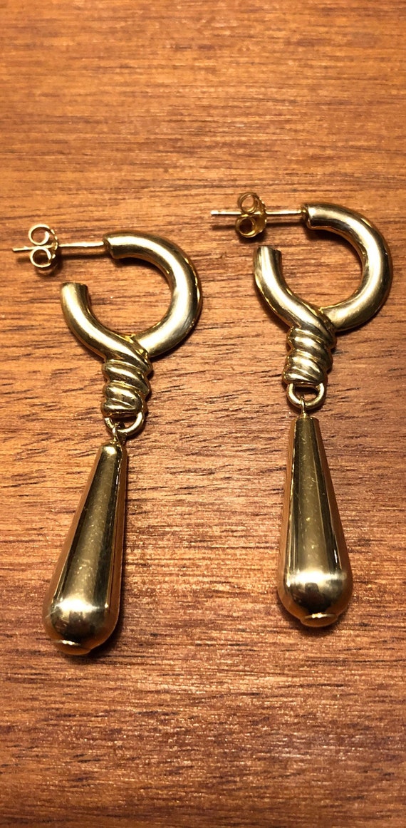 14kt yellow gold earrings, electro formed drops, p