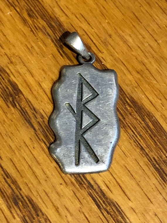 Rune pendant, Sterling silver, Birth, Growth, Jou… - image 1