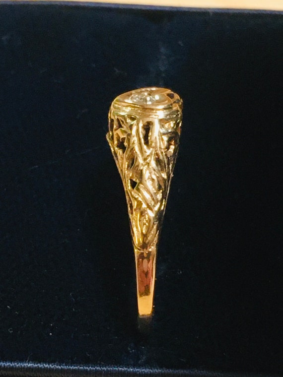 14kt heart shape gold diamond ring, vintage, hear… - image 7