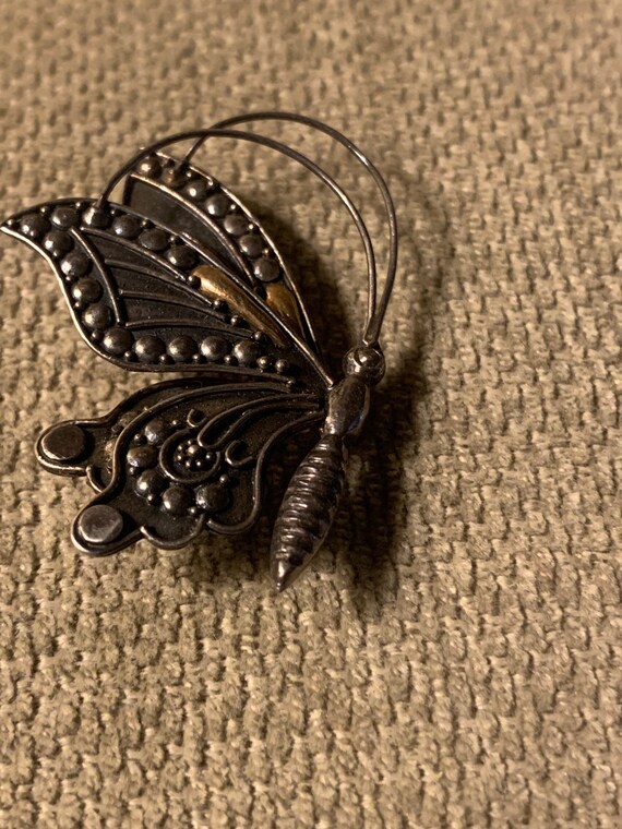 Butterfly pin/brooch, vintage, 925, sterling silv… - image 2