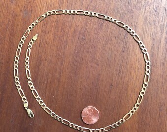 Figaro Chain 14 Karat Sold Yellow Gold 3 4 Italian Etsy