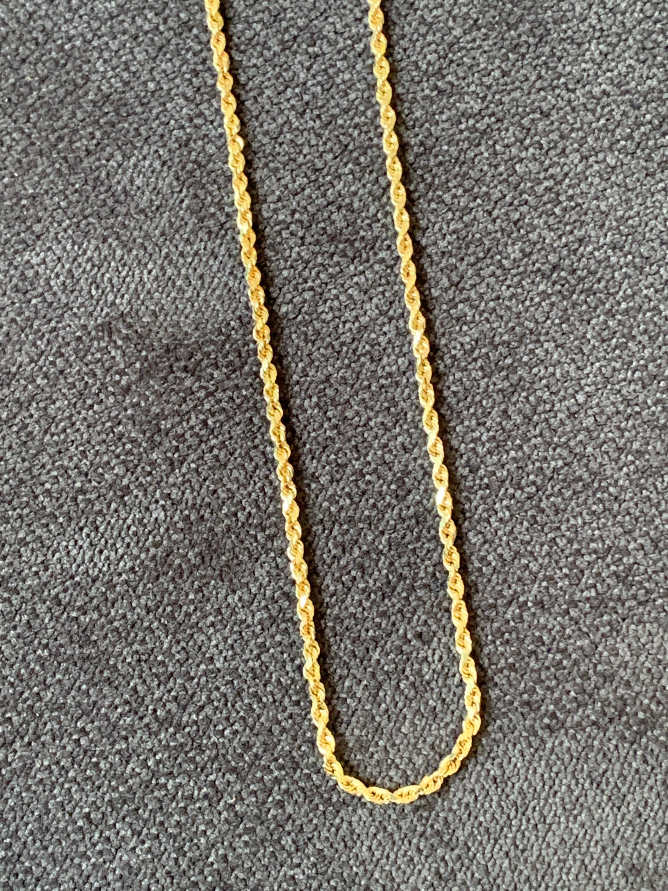 Long Gold Rope Chain Gold Rope Chain, 20” Long, 14kt Yellow Gold, Solid, Preloved in ...