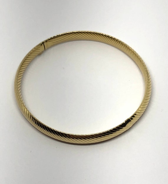 Bangle bracelet, 14kt yellow gold , hinged, hidde… - image 4