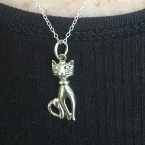 Cat, sterling silver, 925, Siamese, kitty, chain , 18”, vintage