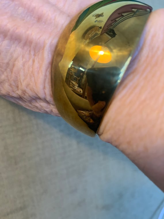 Cuff bracelet, solid brass,hand wrought, New Mexi… - image 1