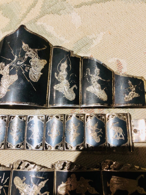 Siam, 3 Sterling Silver Bracelets, Nielloware, Ni… - image 3
