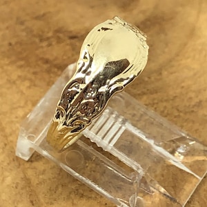 Spoon Ring, 14k Solid Gold, Petite,  Floral Design, Size 7, Adjustable, Vintage. American  Victorian style.