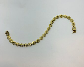 14kt Yellow Gold, Vintage, Bracelet, Link, Chain, Diamond