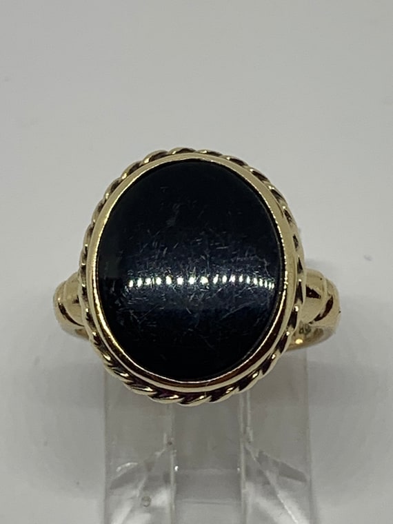 Vintage, black onyx ring, OB, 10kt yellow gold, tw