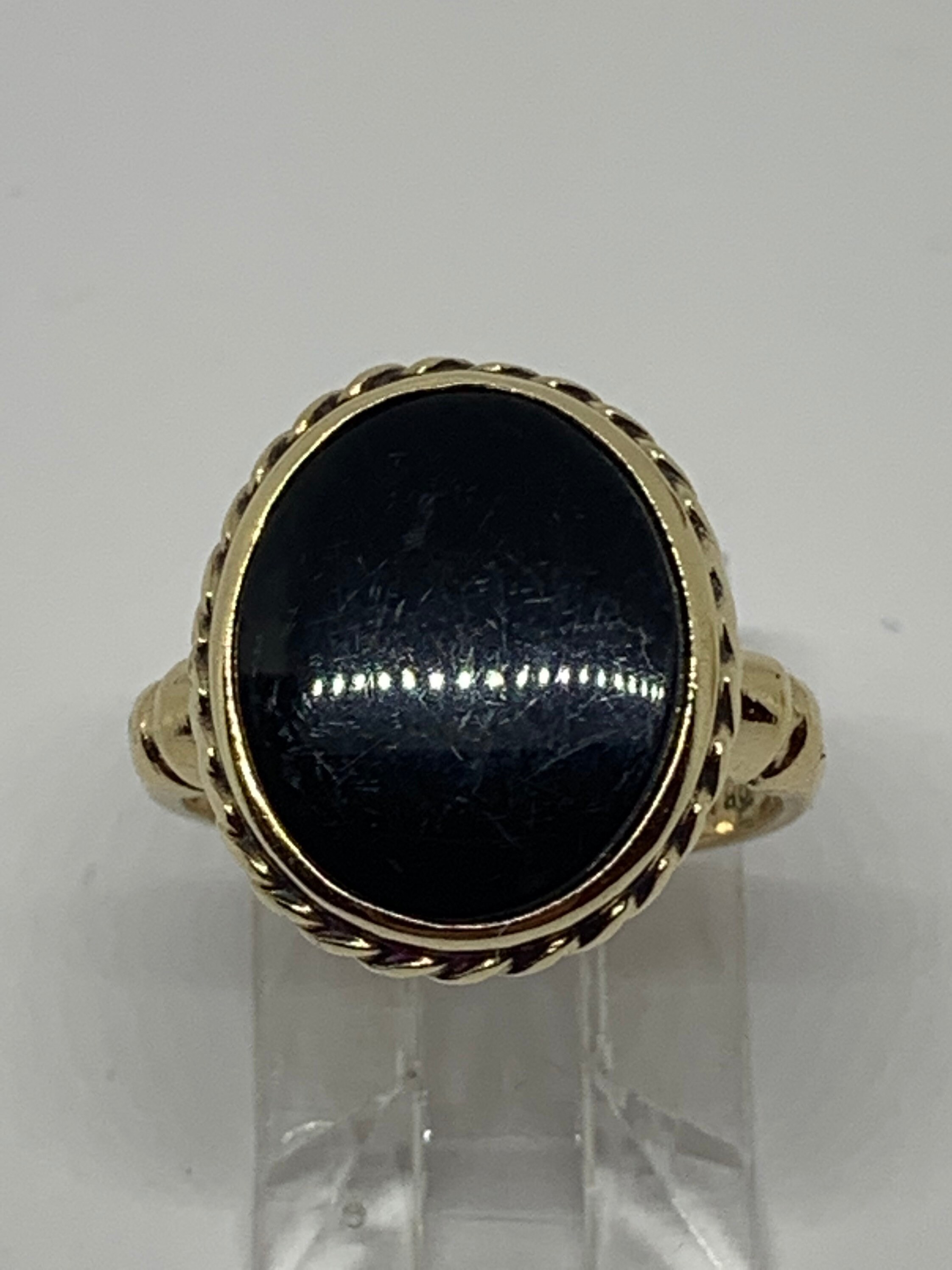 Vintage, Black Onyx Ring, OB, 10kt Yellow Gold, Twisted Vintage, Black Onyx Ring, OB, 10kt Yellow Gold, Twisted