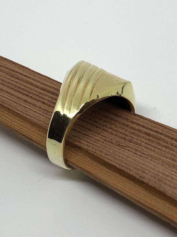 Black onyx ring, size 7 1/2, 18kt HGE, gold clad,… - image 4