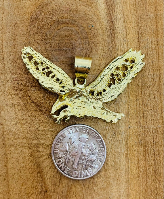 Eagle pendant, 14kt yellow gold, soaring eagle, p… - image 3