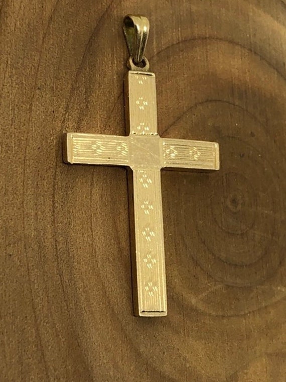 Cross, pendant/necklace,14kt yellow gold, hand en… - image 1