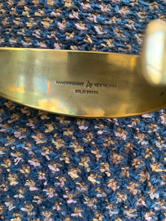 Cuff bracelet, solid brass,hand wrought, New Mexi… - image 3