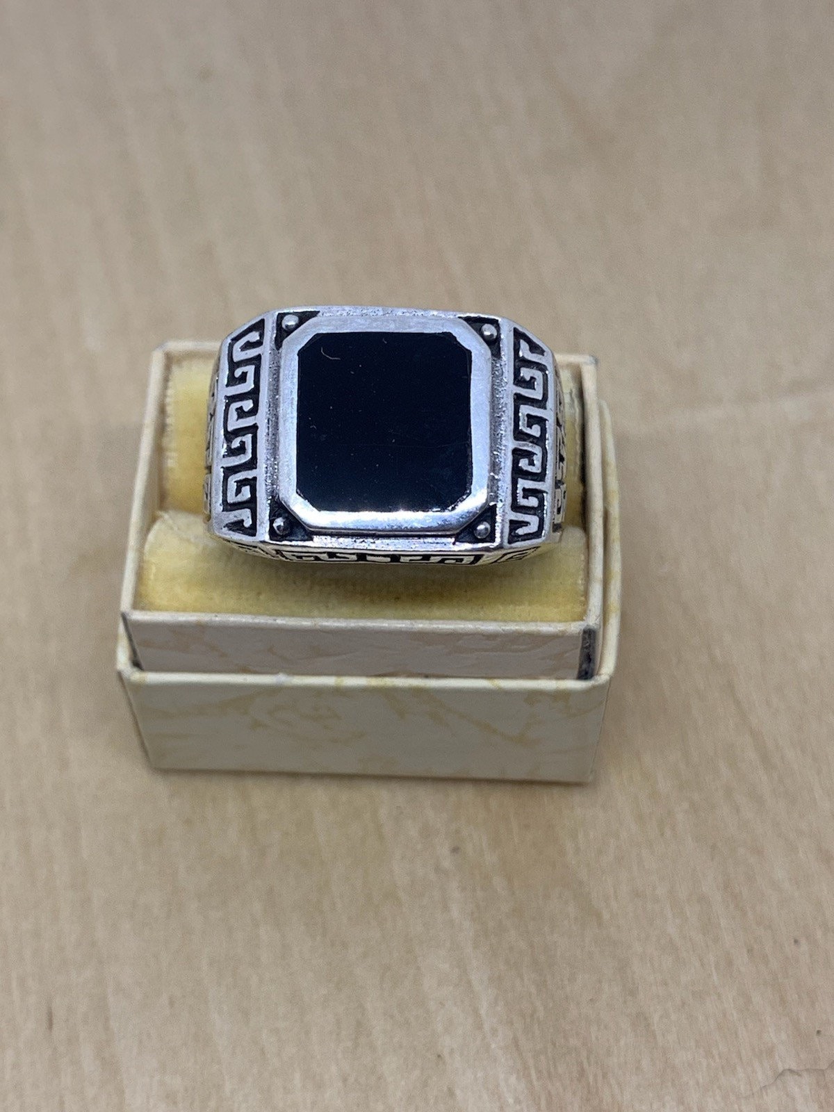 Bague Argent 925 Sertie D'une Onyx - Taille 54, 9.31g, Occasion