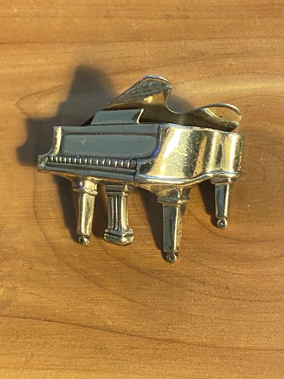 Beau piano  pin, vintage brooch, sterling silver, 
