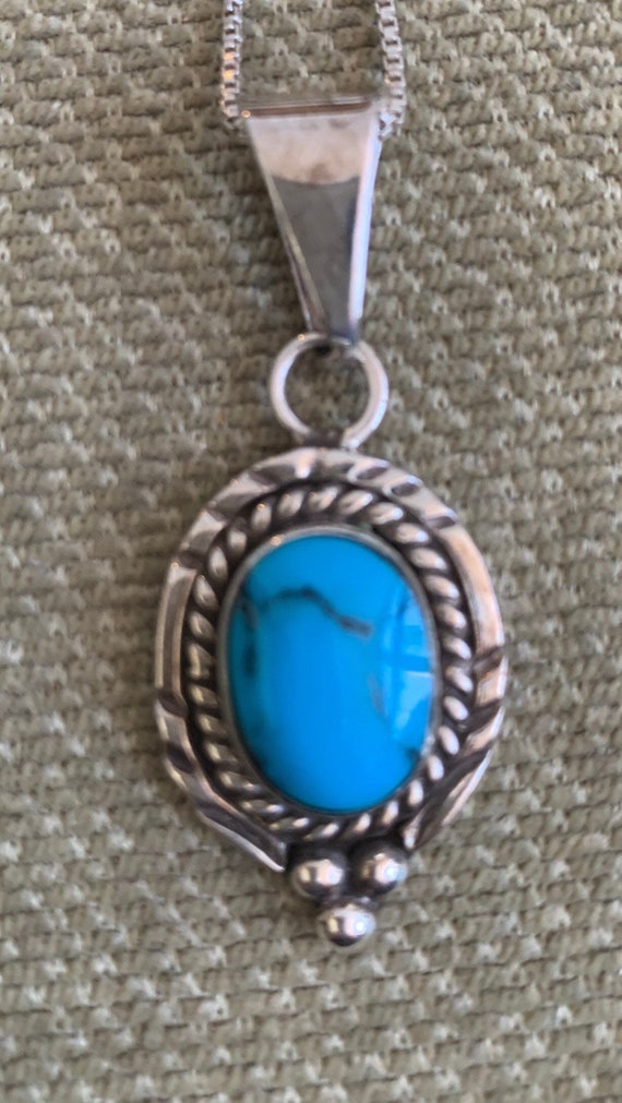 Turquoise, bezel set, sterling silver, 925, Mexico