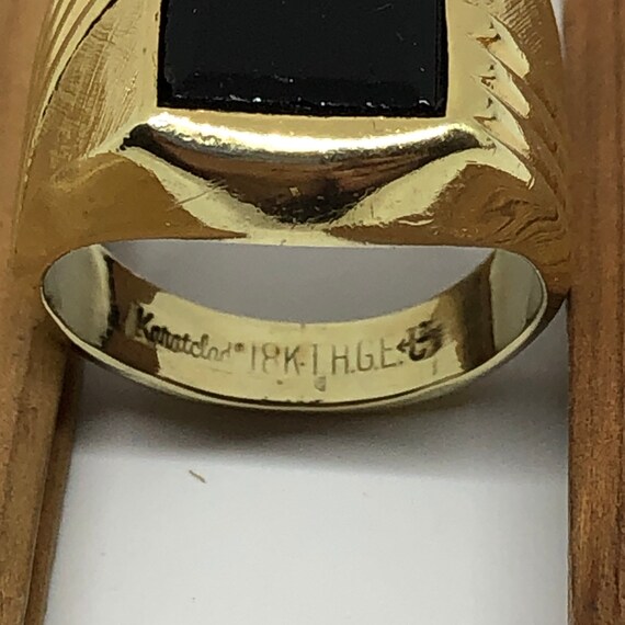 Black onyx ring, size 7 1/2, 18kt HGE, gold clad,… - image 5